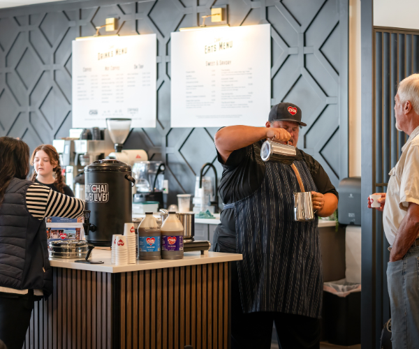 Barista at bar