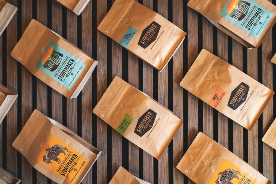 Current selection of whole bean coffees